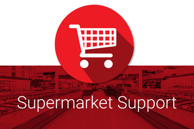 Supermarket support icon featuring a shopping cart