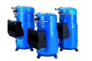 Three blue scroll compressors type PSH for heating applications