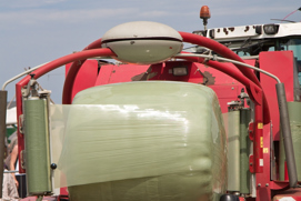 Bale Wrapping in process for mobile hydraulic solutions provided by Danfoss