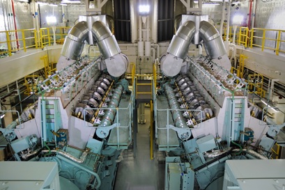 A look at the machine room in a large marine vessel