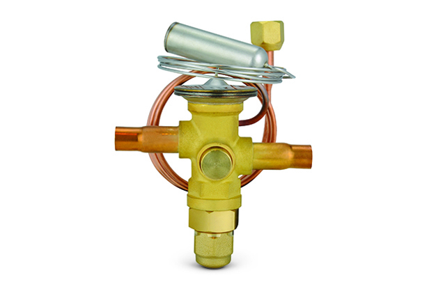 Product photo of a single thermostatic expansion valve by Danfoss