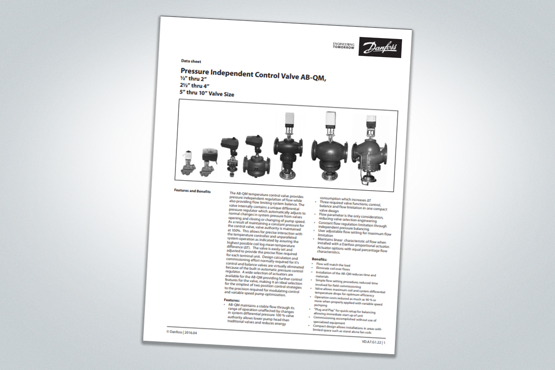 AB-QM™ Pressure Independent Balancing Control Valves | Danfoss