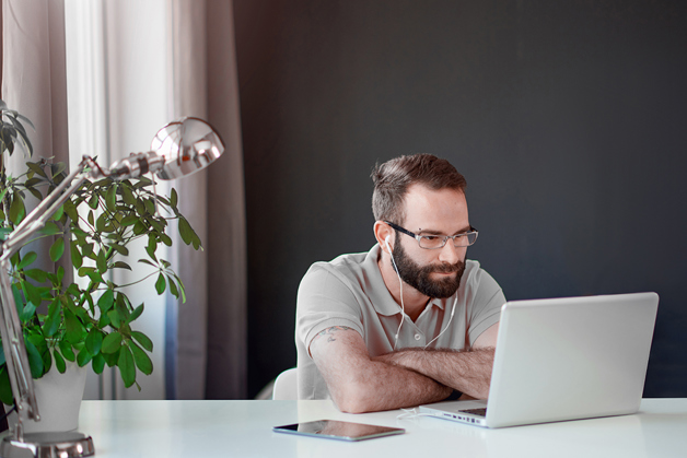 Man in front of laptop