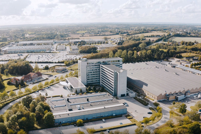 Bird's eye view of the Danfoss Headquarters, Nordborg, Denmark