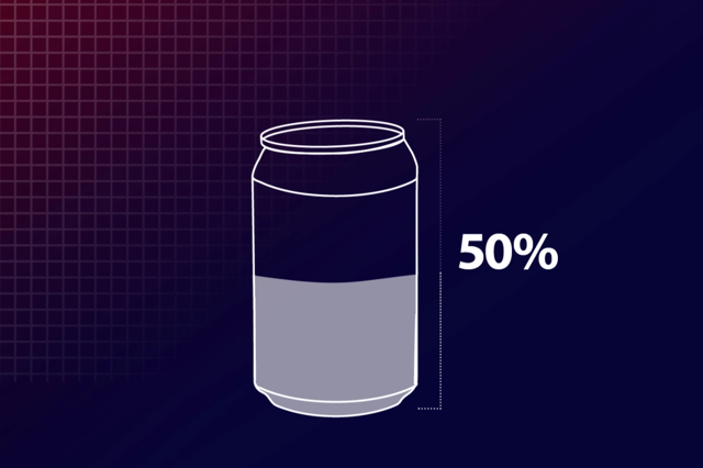 Ilustração de uma lata que está 50% cheia