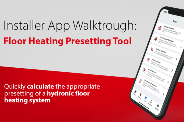 Installer App, Инструмент за предварителна настройка на водно подово отопление