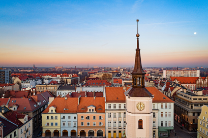 The sun setting over Gliwice town