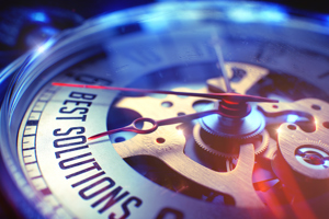 Clock face that reads "Best solutions"