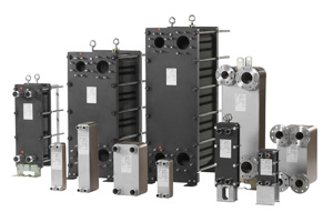 Photo of the Danfoss line of heat exchangers available for various cooling and heating applications
